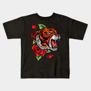 Tiger Roses Tattoo Kids T-Shirt